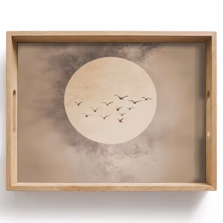 Dienblad - Vogel - Beige - Japandi — 1