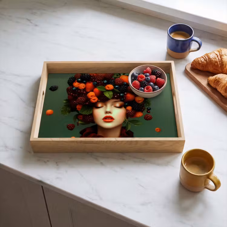 Dienblad - Vrouw - Aardbeien - Frambozen - Bramen - Bessen — 3