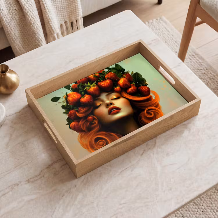 Dienblad - Vrouw - Aardbeien - Kroon — 2
