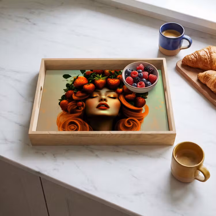 Dienblad - Vrouw - Aardbeien - Kroon — 3