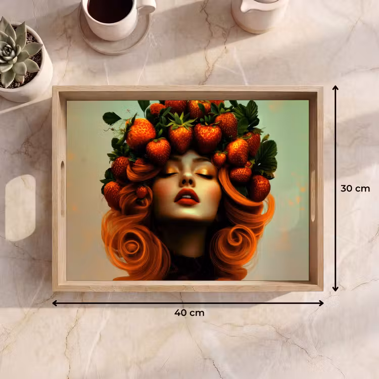 Dienblad - Vrouw - Aardbeien - Kroon — 7