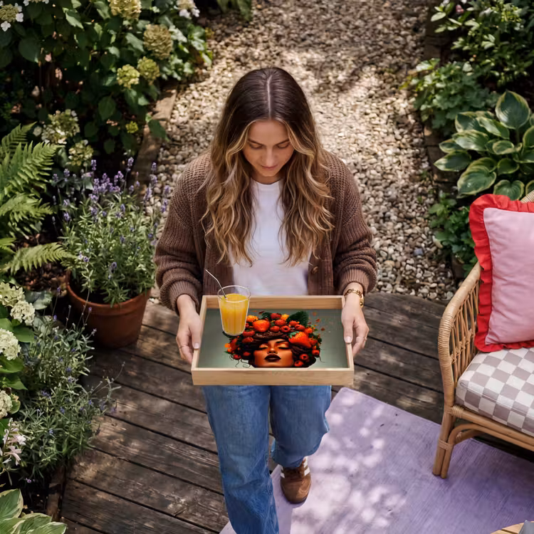 Dienblad - Vrouw - Chocolade - Frambozen - Aardbeien - Koekjes — 6