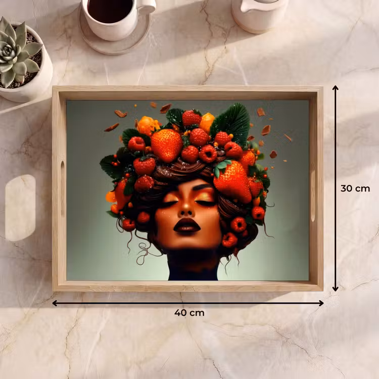 Dienblad - Vrouw - Chocolade - Frambozen - Aardbeien - Koekjes — 7