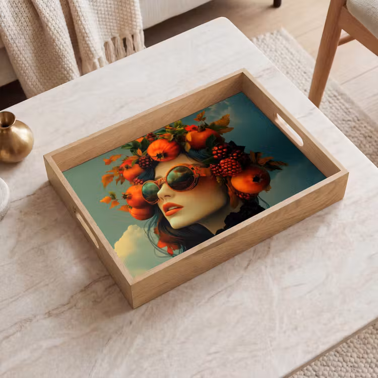 Dienblad - Vrouw - Granaatappel - Herfst - Zonnebril — 2