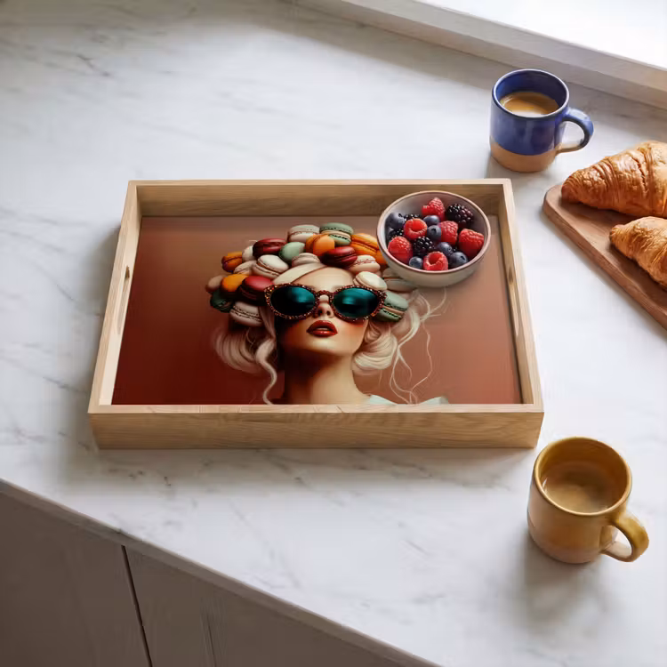 Dienblad - Vrouw - Macarons - Bril — 3