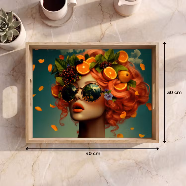 Dienblad - Vrouw - Sinaasappel - Bessen - Oranje — 7
