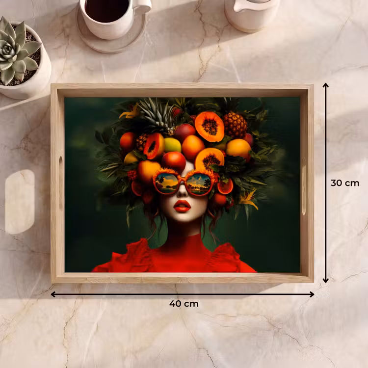 Dienblad - Vrouw - Vruchten - Papaja - Ananas — 7
