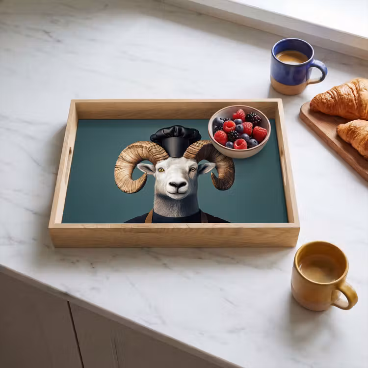 Dienblad - Geit - Hoorns - Kokskleding — 3