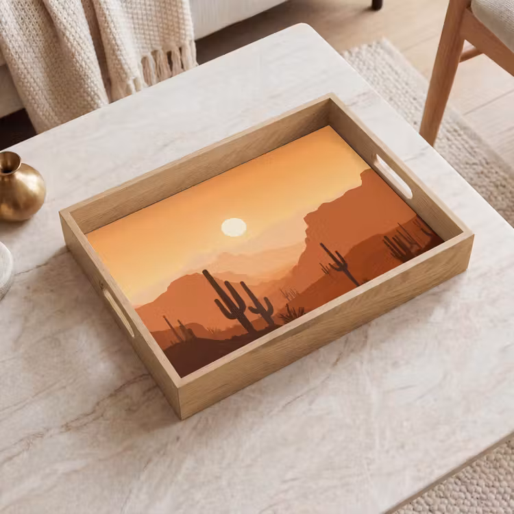 Dienblad - Landschap - Woestijn - Cactussen - Zon — 2