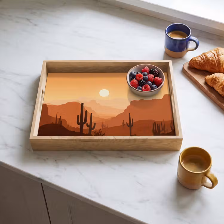 Dienblad - Landschap - Woestijn - Cactussen - Zon — 3