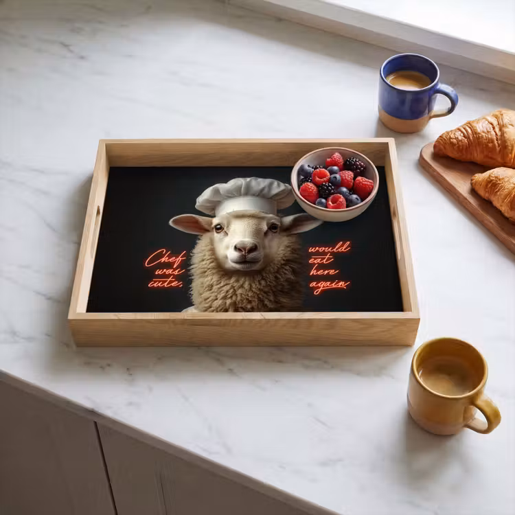 Dienblad - Schaap - Kokskleding - Neon - Quote — 3