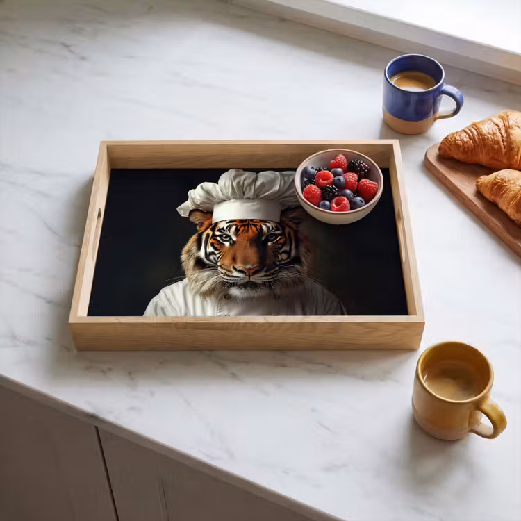 Dienblad - Tijger - Kokskleding - Bruin — 3