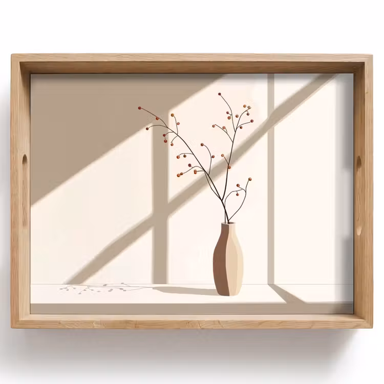 Dienblad - Vaas - Takken - Bessen - Minimalistisch — 1