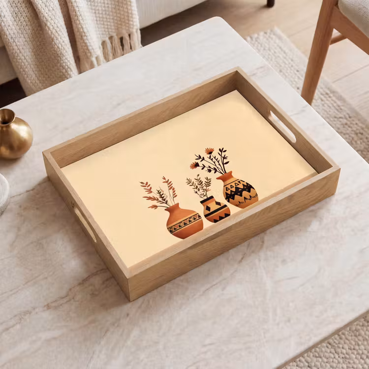 Dienblad - Vazen - Bloemen - Bladeren - Minimalistisch — 2