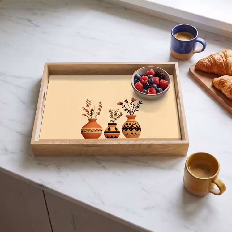 Dienblad - Vazen - Bloemen - Bladeren - Minimalistisch — 3