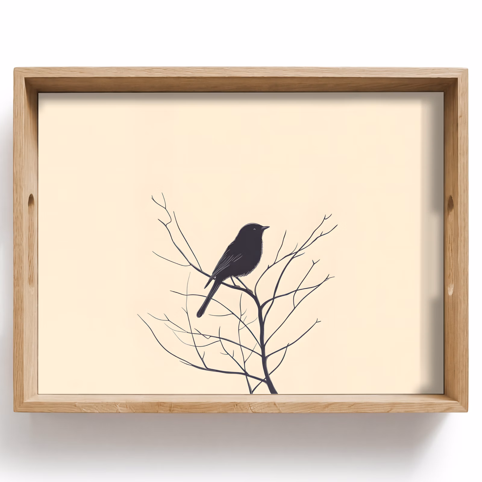 Dienblad - Vogel - Zwart - Tak - Minimalistisch — 1