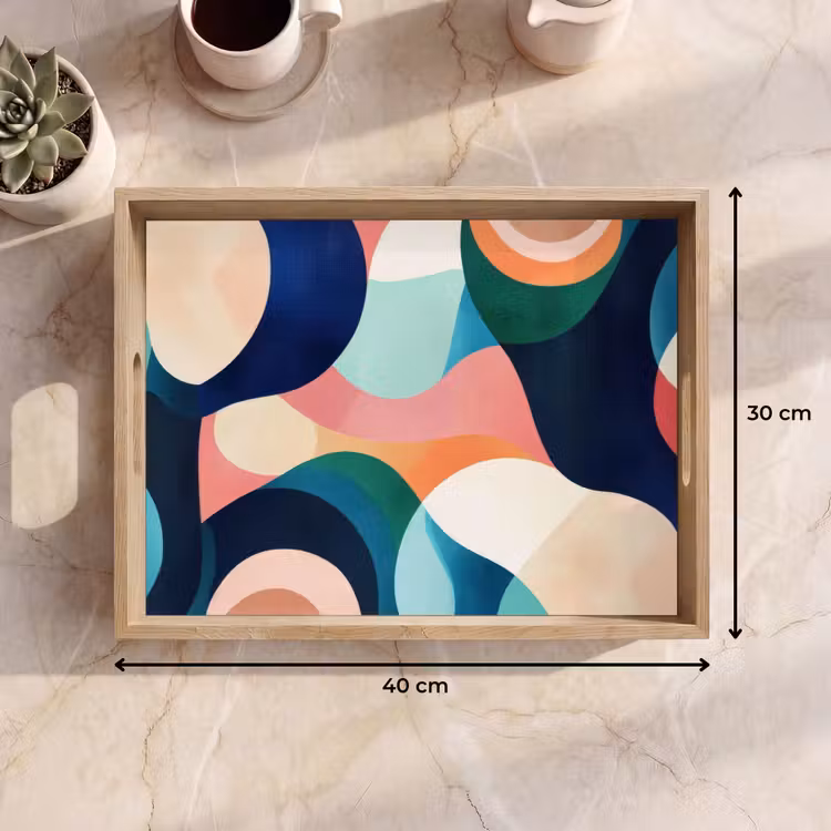 Dienblad - Abstract - Blauw - Roze — 7