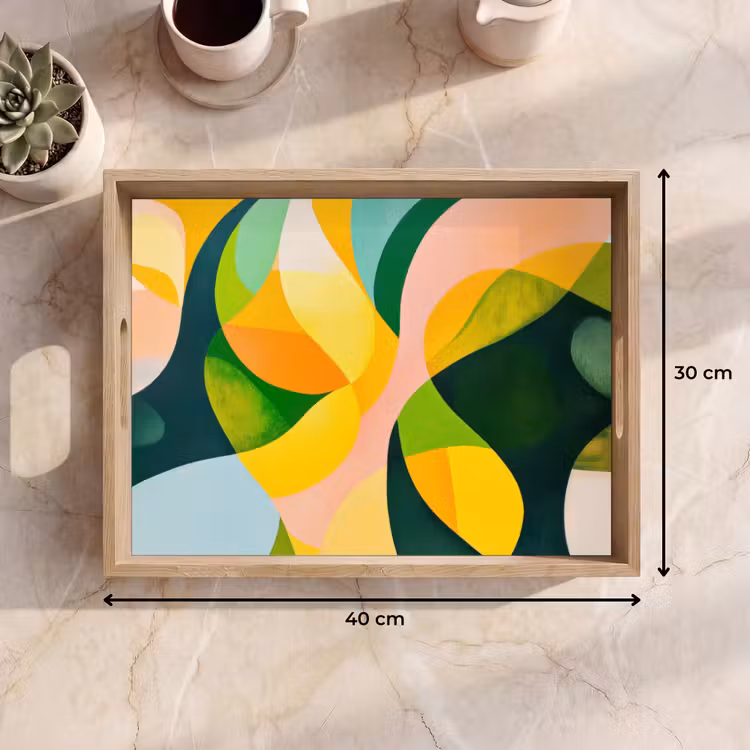 Dienblad - Abstract - Geel - Roze - Groen — 7