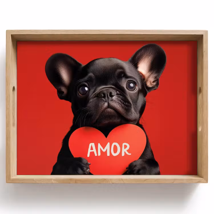 Dienblad - Amor - Hond  - Hartje - Rood — 1