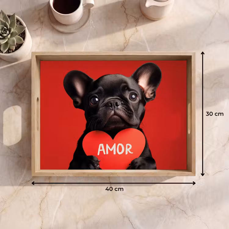 Dienblad - Amor - Hond  - Hartje - Rood — 7