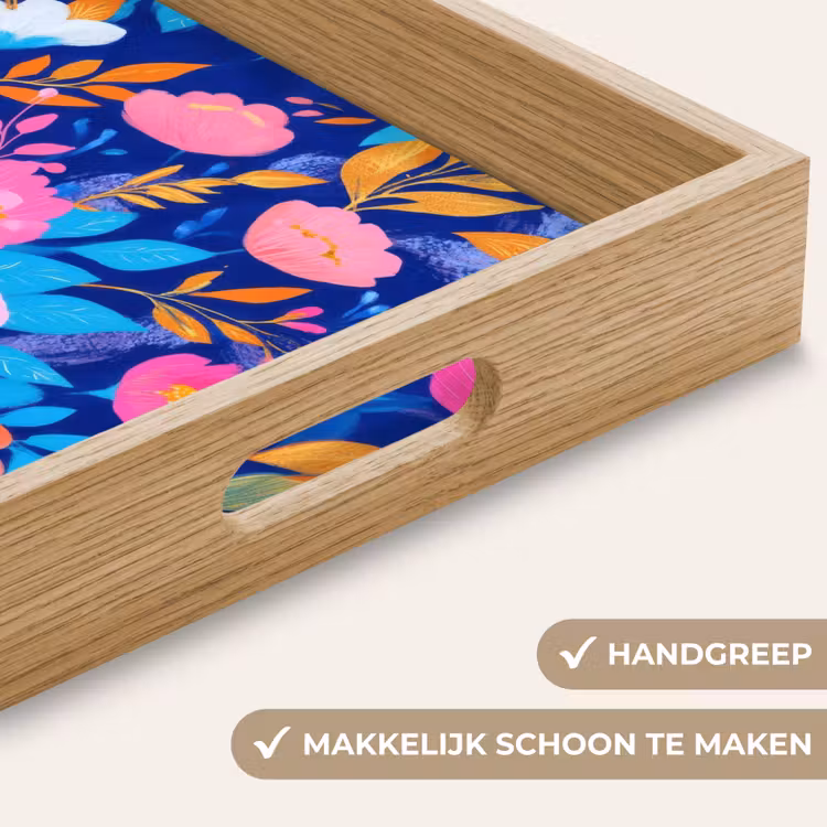 Dienblad - Bloemen - Blauw - Roze — 8