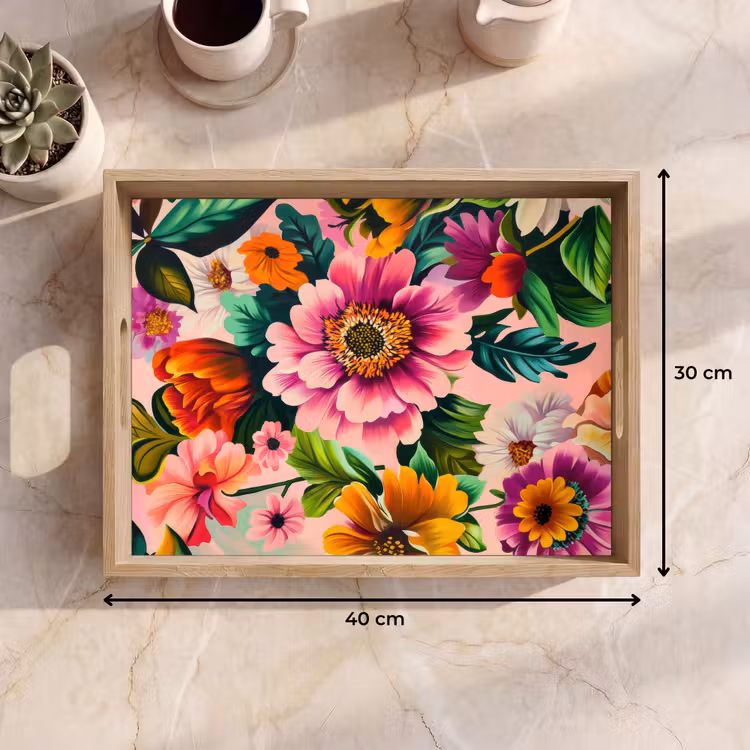 Dienblad - Bloemen - Kleurrijk - Roze — 7