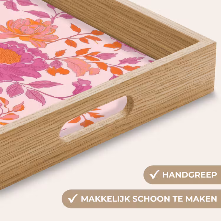 Dienblad - Bloemenpatroon - Roze - Oranje - Bloemen — 8