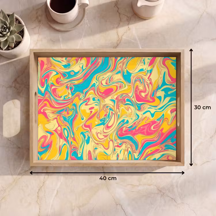 Dienblad - Geel - Roze - Blauw - Retro — 7