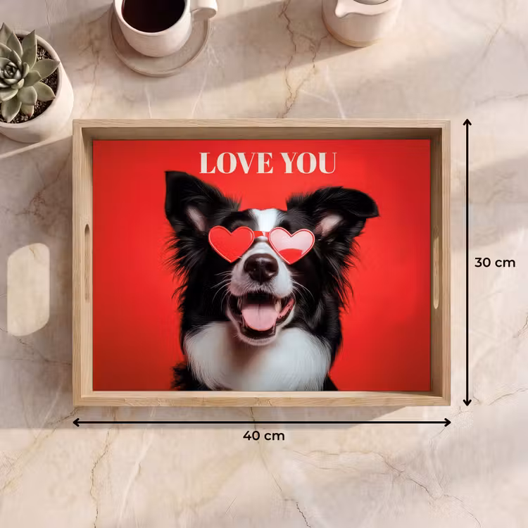 Dienblad - Hond - Hartjesbril - Loveyou - Rood — 7