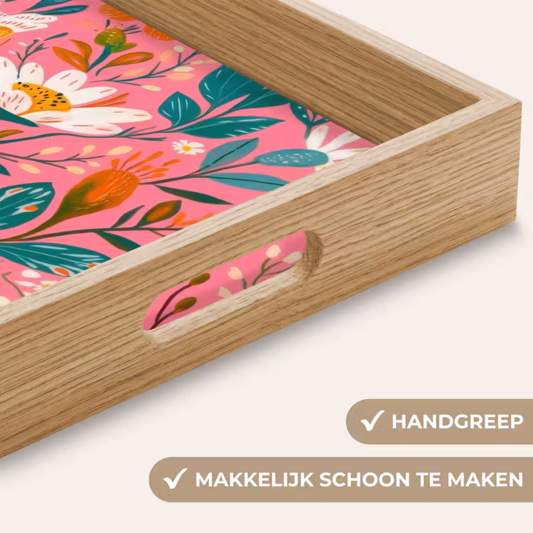 Dienblad - Roze - Bloemen - Wit - Oranje — 8