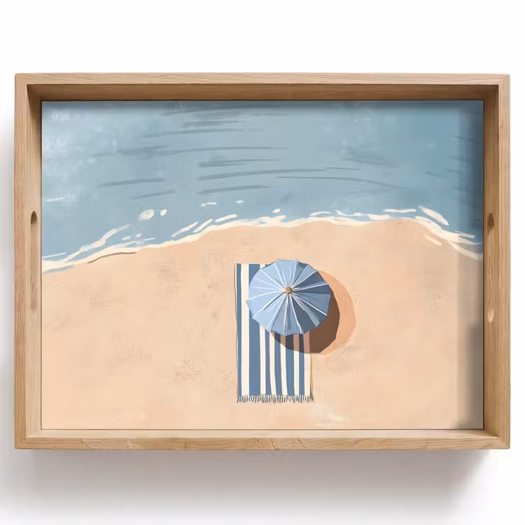 Dienblad - Strandlaken - Strepen - Parasol - Strand — 1
