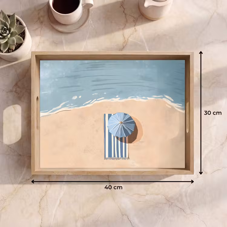 Dienblad - Strandlaken - Strepen - Parasol - Strand — 7
