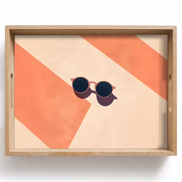 Dienblad - Zonnebril - Schaduw - Oranje - Minimalistisch — 1