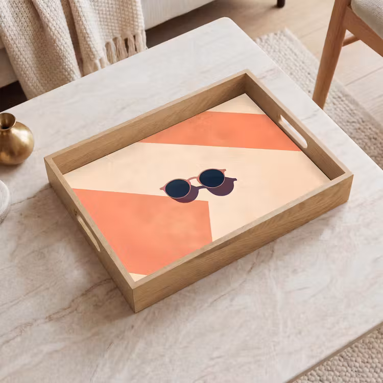 Dienblad - Zonnebril - Schaduw - Oranje - Minimalistisch — 2