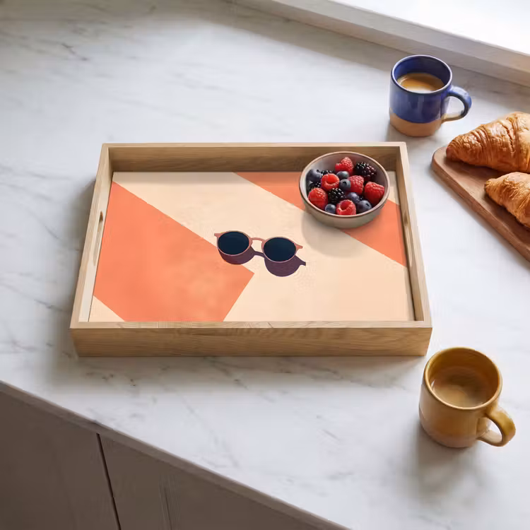 Dienblad - Zonnebril - Schaduw - Oranje - Minimalistisch — 3
