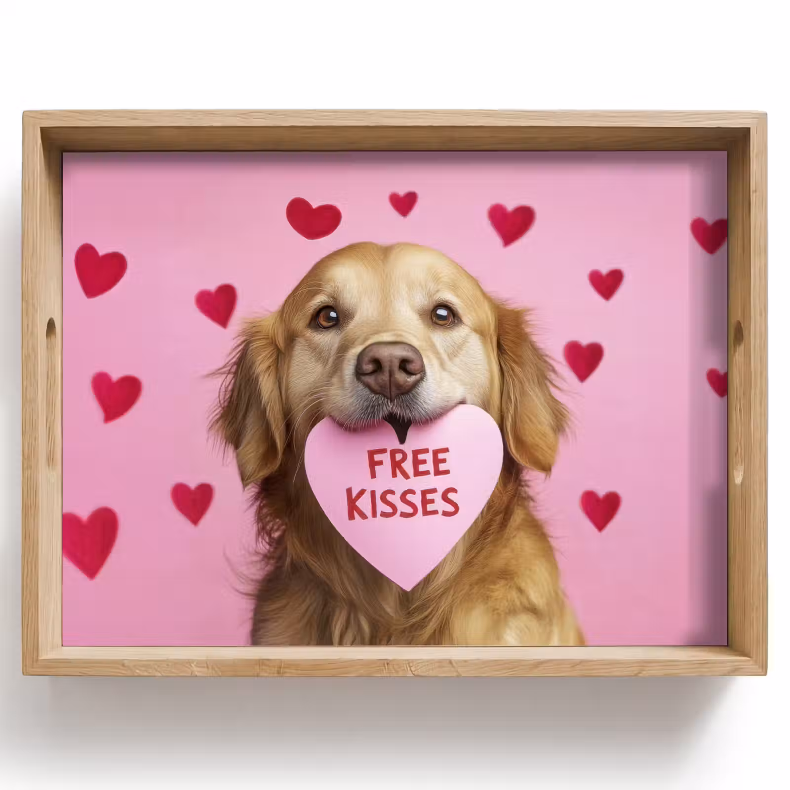 Dienblad - Hond - Kiss- Valentijn - Hartjes — 1