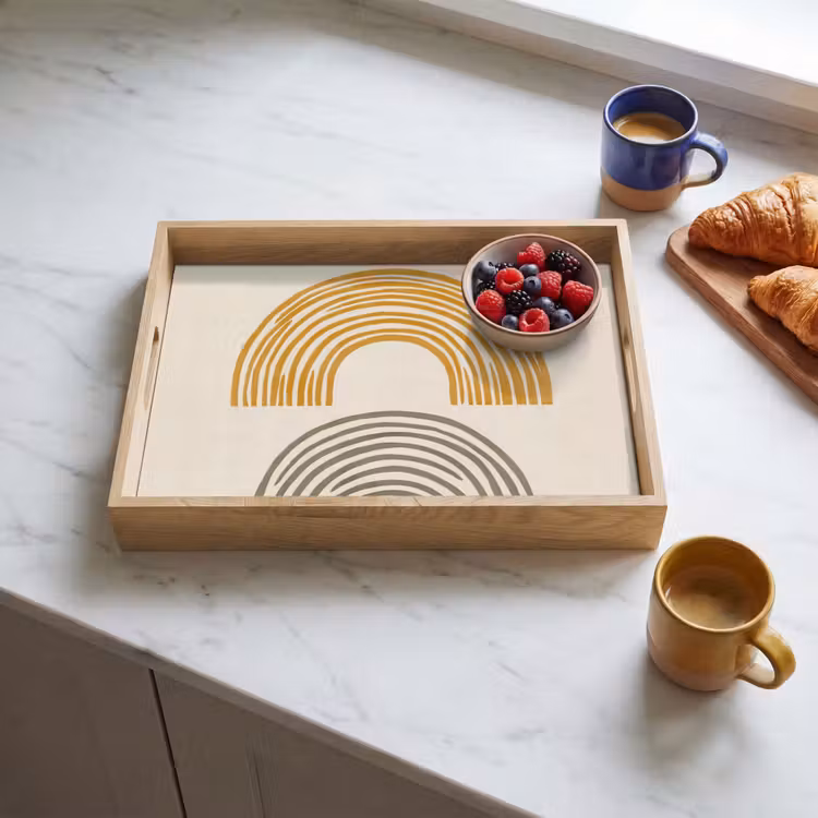 Dienblad - Bogen - Lijnen - Oranje - Minimalistisch — 3