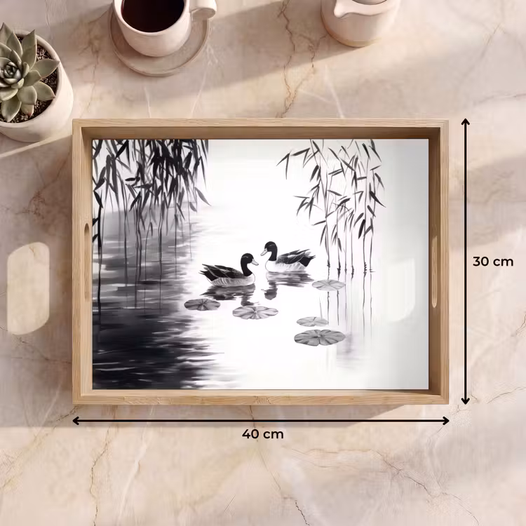 Dienblad - Eenden - Waterlelies - Riet - Zwart — 7
