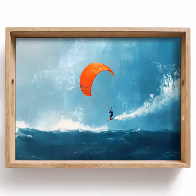 Dienblad - Kitesurfer - Oranje - Zee - Lucht — 1
