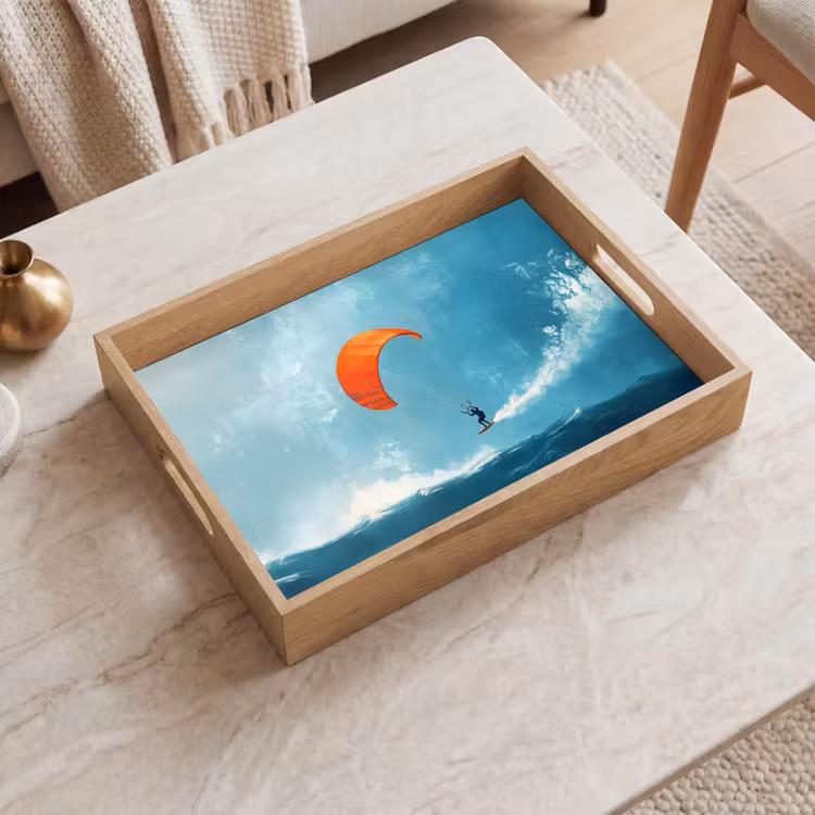Dienblad - Kitesurfer - Oranje - Zee - Lucht — 2