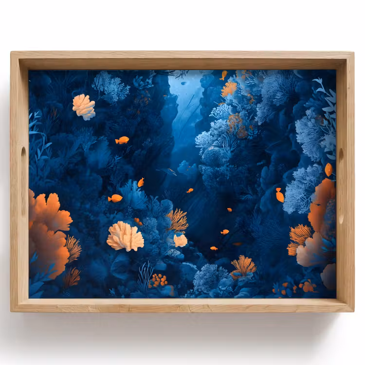 Dienblad - Koraalrif - Vissen - Oceaan - Blauw — 1