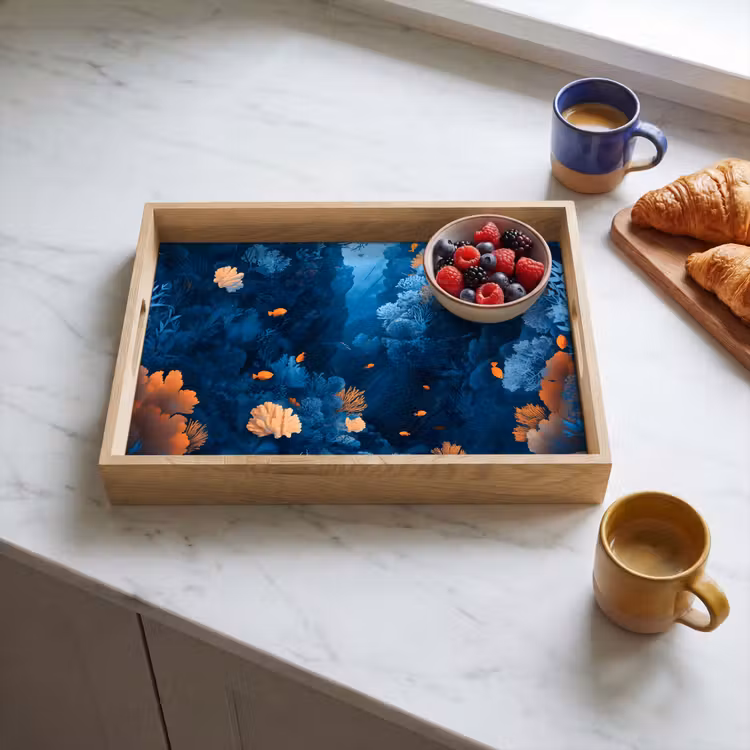 Dienblad - Koraalrif - Vissen - Oceaan - Blauw — 3