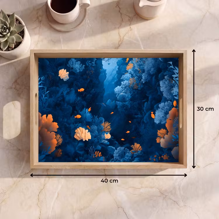 Dienblad - Koraalrif - Vissen - Oceaan - Blauw — 7