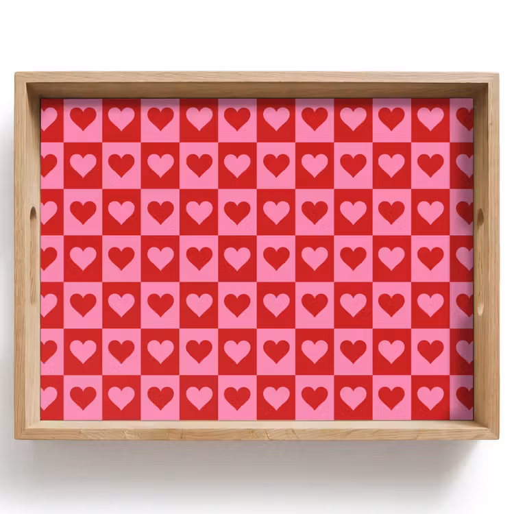 Dienblad - Rood - Roze - Schaakbord - Valentijn — 1