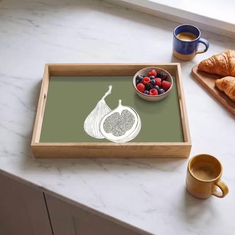 Dienblad - Vijgen - Minimalistisch - Getekend - Mosgroen — 3