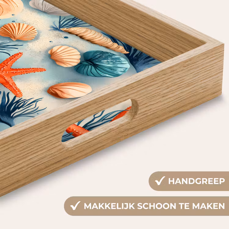 Dienblad - Zeesterren - Schelpen - Illustratie - Zand — 8