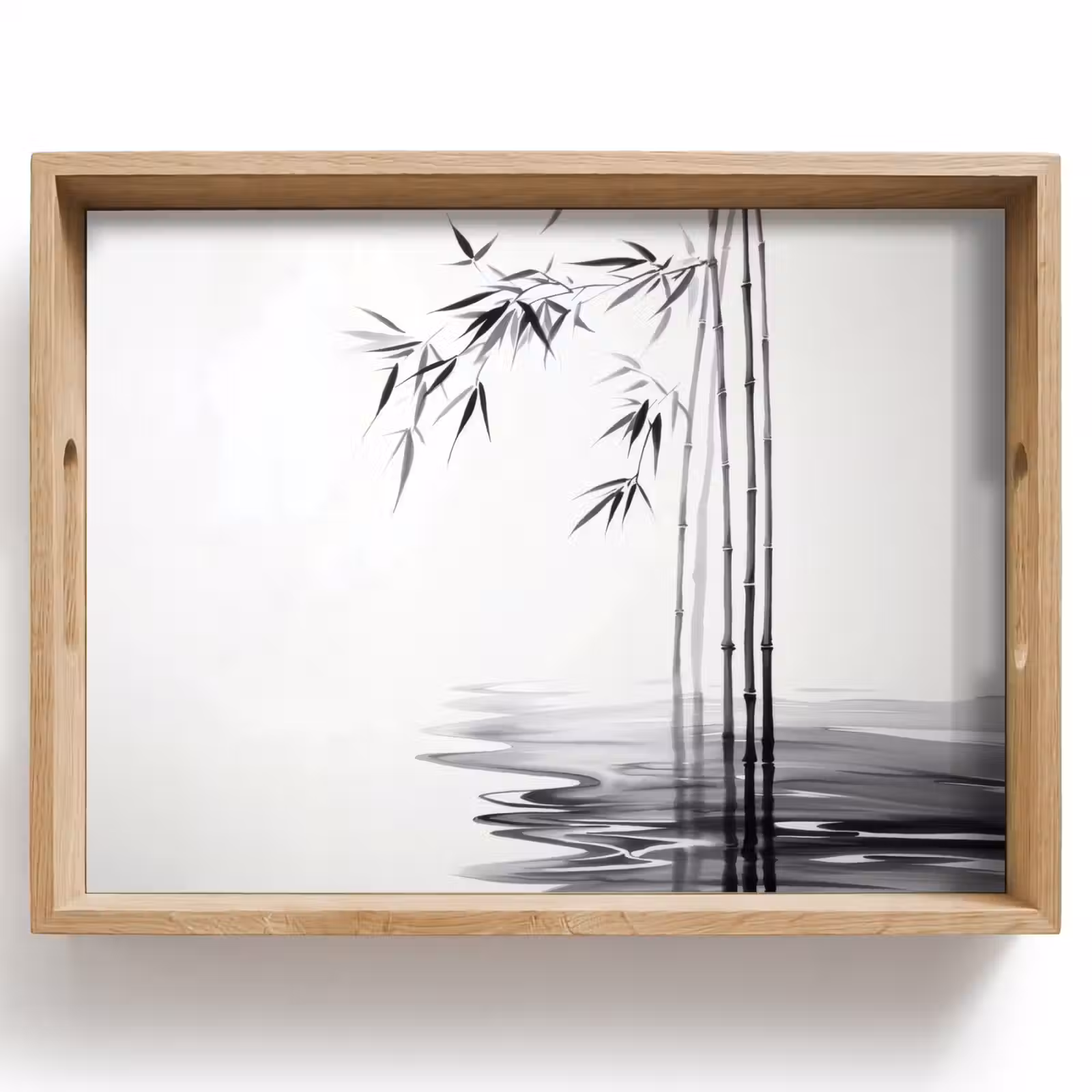 Dienblad - Bamboestammen - Water - Minimalistisch - Wit — 1