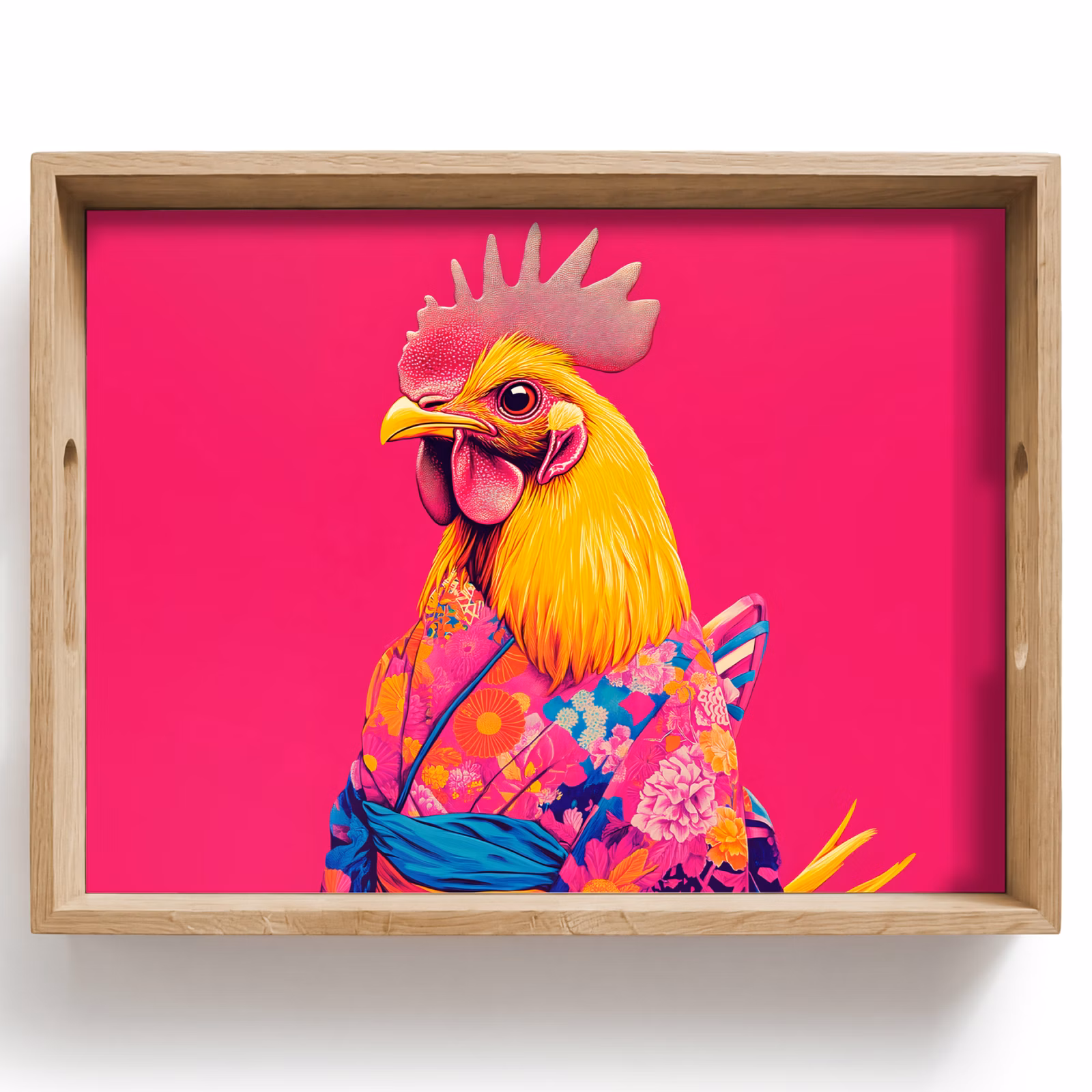 Dienblad - Haan - Kleurrijk - Kimono - Roze — 1