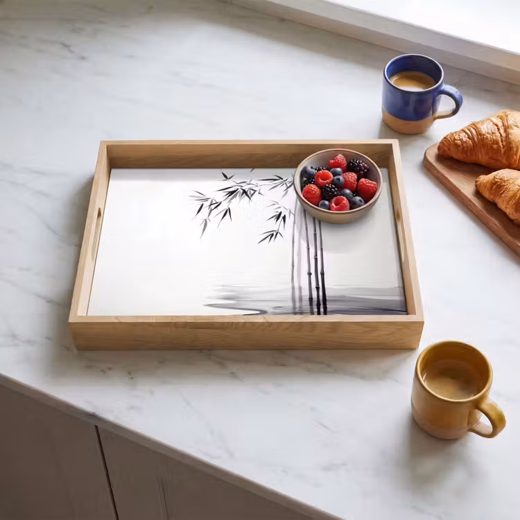 Dienblad - Bamboestammen - Water - Minimalistisch - Wit — 3