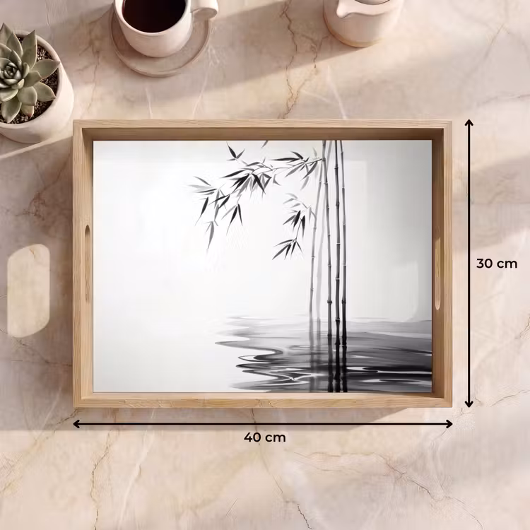 Dienblad - Bamboestammen - Water - Minimalistisch - Wit — 7